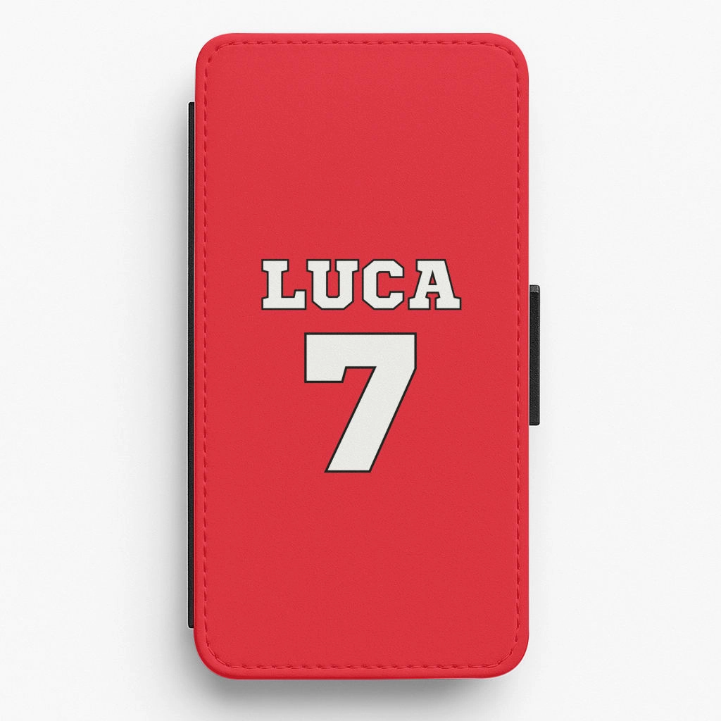 Red - Personalised Football   Flip / Wallet Phone Case Color Pattern Elegant Texture Layer
