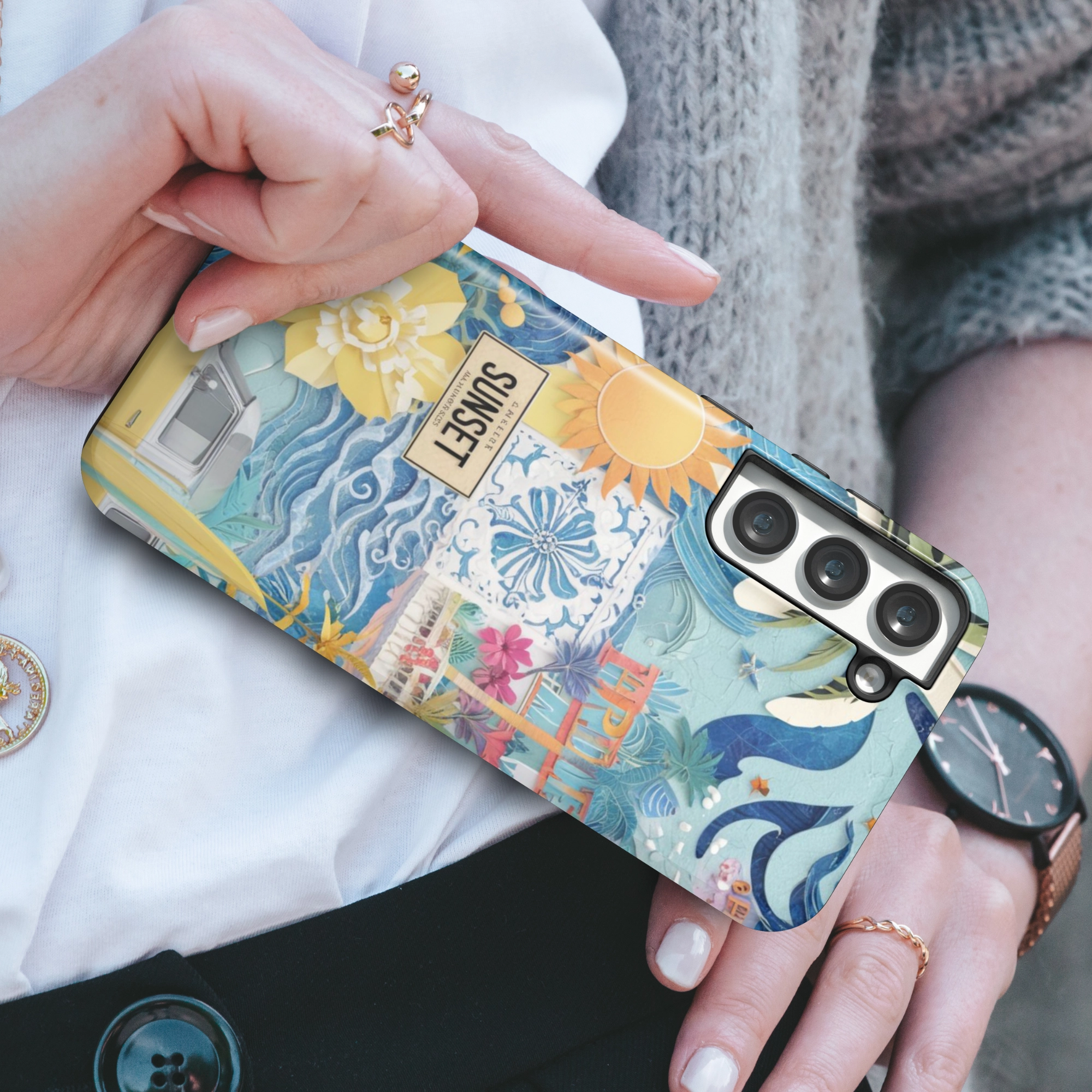 Vivid Pattern Grip Safe Ocean Glow