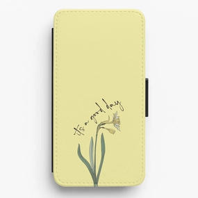 It's A Good Day Flip / Wallet Phone Case Flexible Surface Texture
