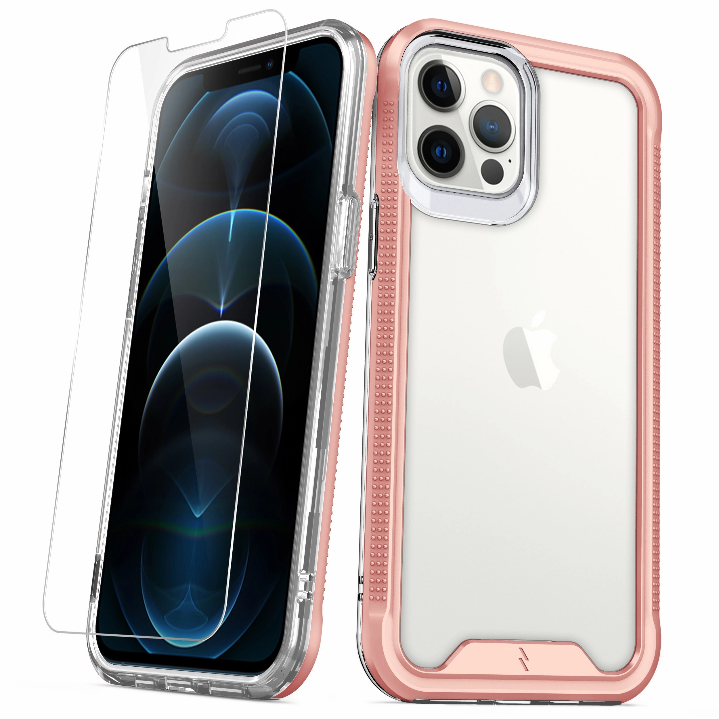 Protective Frame Design Smooth Pattern Design ZIZO ION Series iPhone 12 Pro Max Case - Rose Gold & Clear