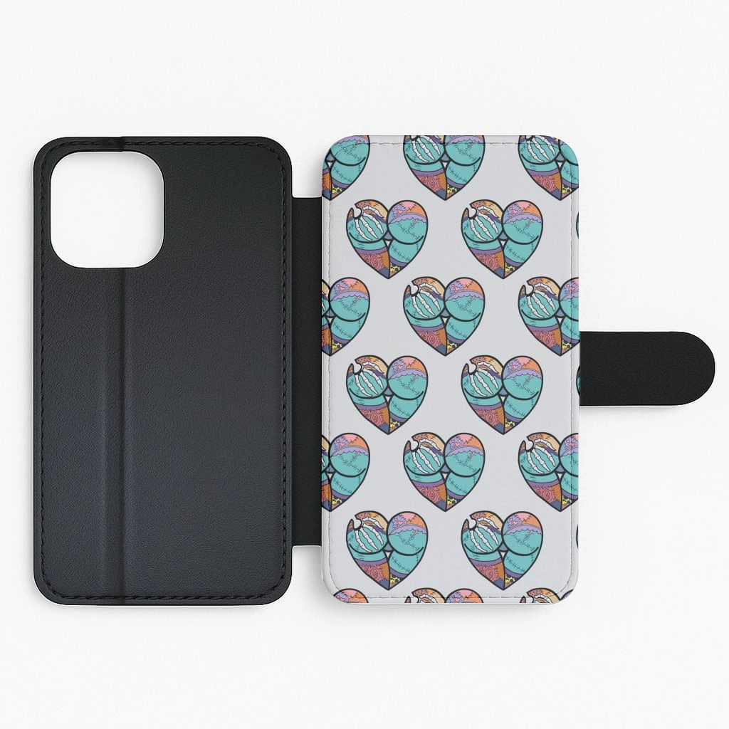 Sally And Jack Heart Pattern - TNBC Flip / Wallet Phone Case Soft Look Texture