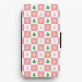 Ultra light Pink And Green Tree Pattern Flip / Wallet Phone Case