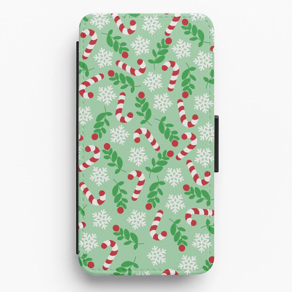Snow Green Pattern Flip / Wallet Phone Case Durable Build Texture Protective Form Texture