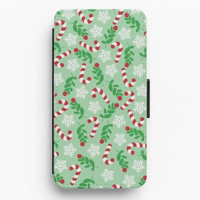 Snow Green Pattern Flip / Wallet Phone Case Durable Build Texture Protective Form Texture