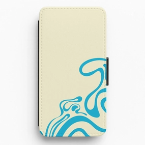 Blue Waves Corner Pattern Flip / Wallet Phone Case Flexible Protection
