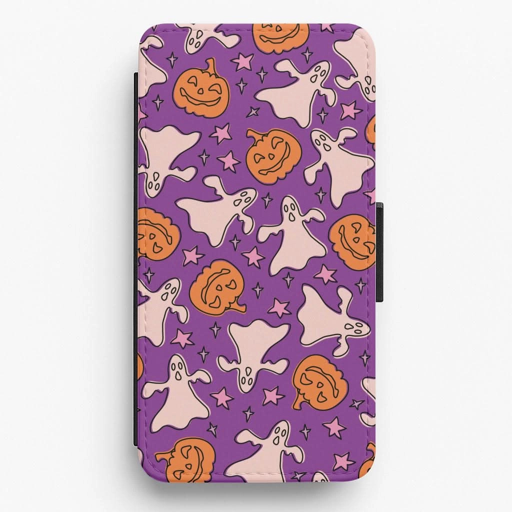 Glossy Texture Layer Eco Friendly Abstract Halloween Pattern Flip / Wallet Phone Case