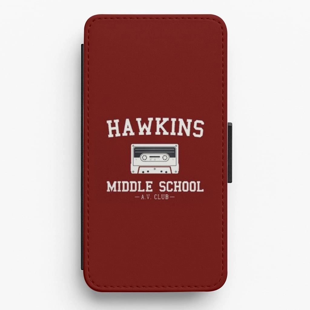 Hawkins Middle School - Stranger Things Flip Wallet Phone Case Soft Look Texture Durable Texture Finish