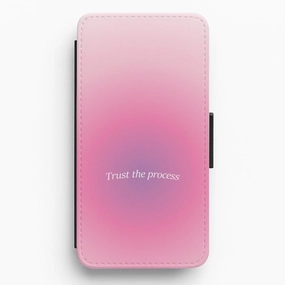 Trust The Process Pink Gradient Flip / Wallet Phone Case Stylish Grip Texture Elegant Layer Texture