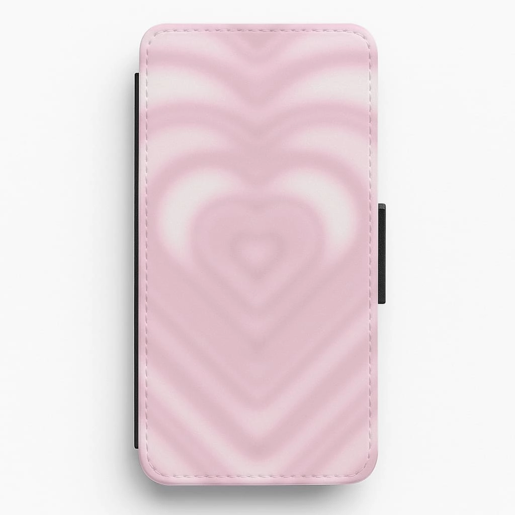 Vibrant Finish Flexible Grip Form Drippy Love Heart Pink Flip / Wallet Phone Case