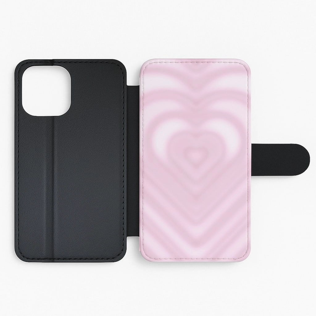 Drippy Love Heart Pink Flip / Wallet Phone Case Rugged Edge Texture Sporty Appeal