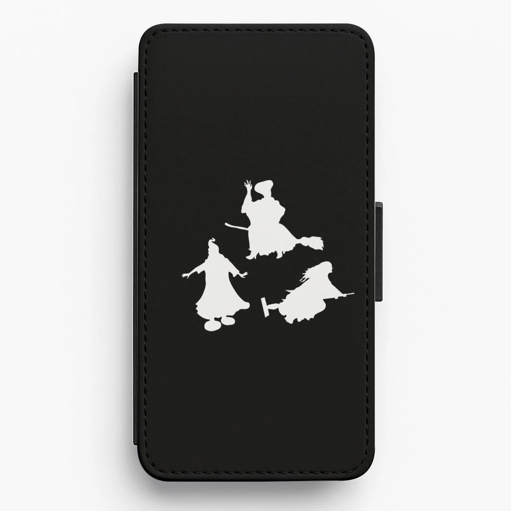 Witches Outline - Hocus Halloween Flip / Wallet Phone Case Travel Friendly Elegant Look
