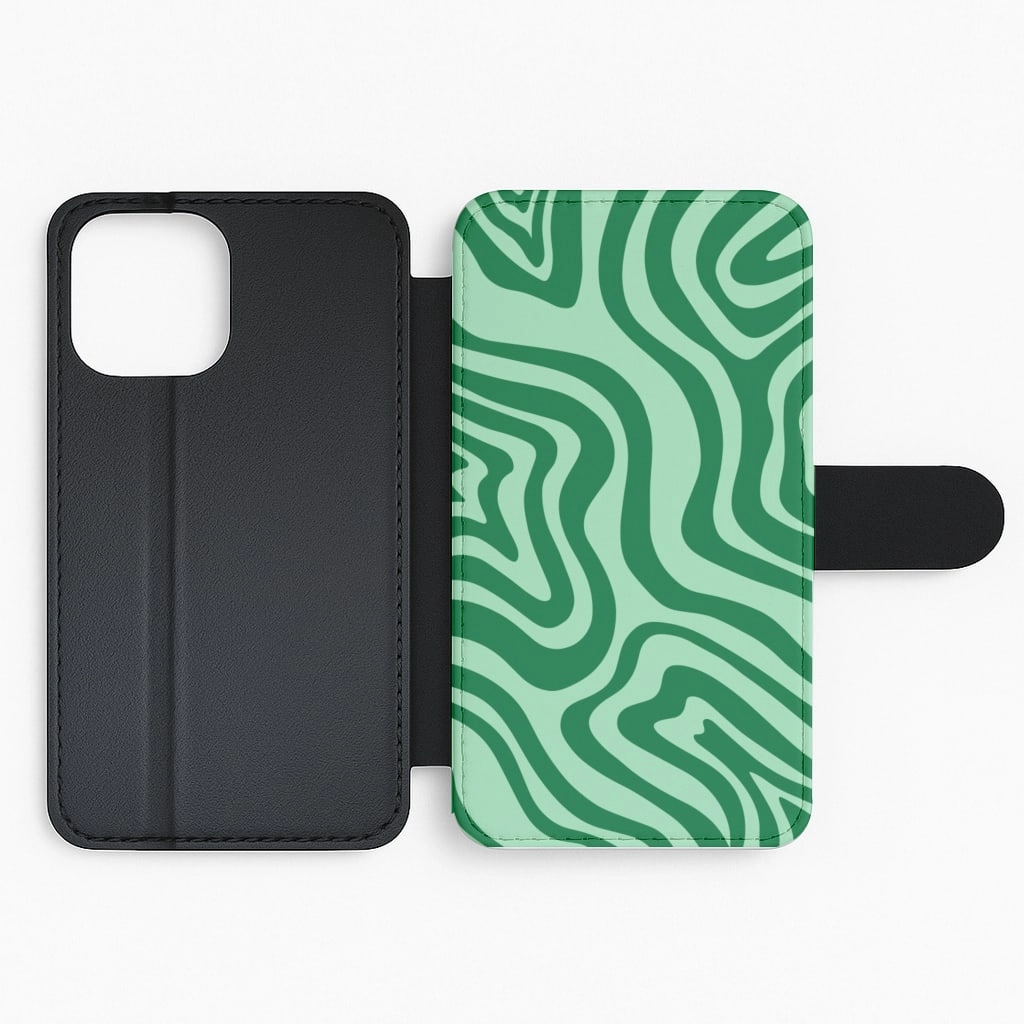 Green Abstract Halloween  Flip / Wallet Phone Case Comfort Texture Layer Durable Build