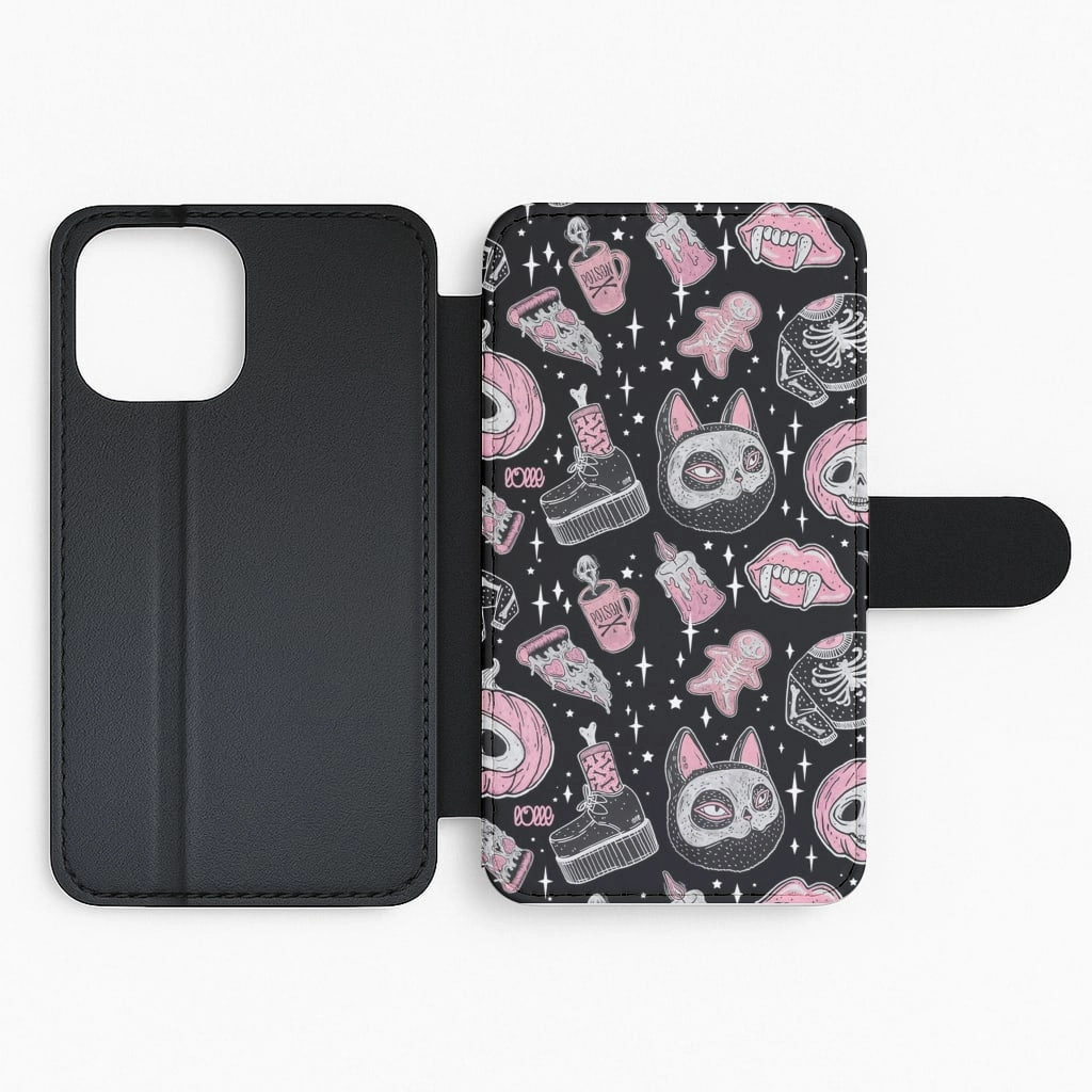 Spooks or Creeps Halloween Flip / Wallet Phone Case Rugged Design Tactile Feel