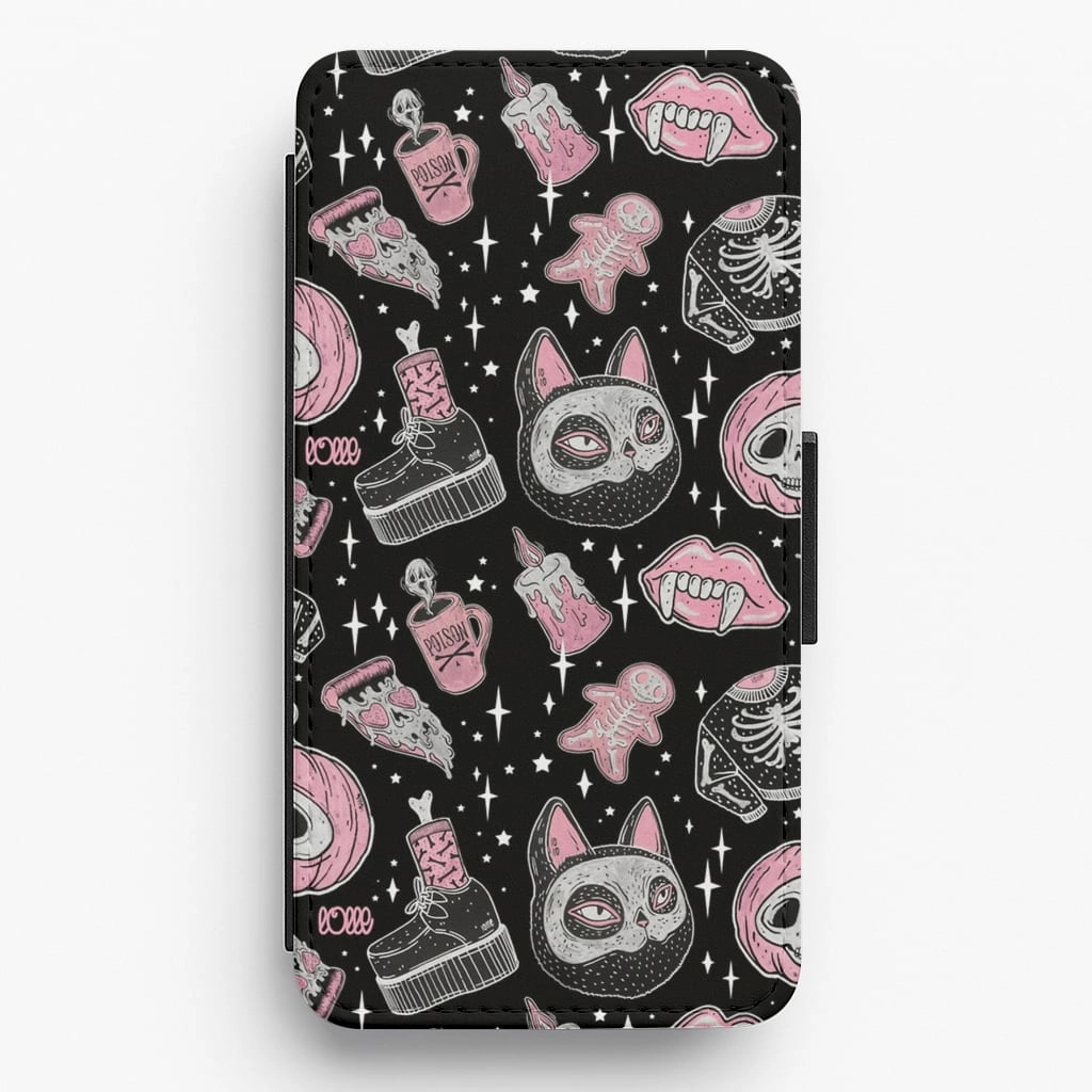 Durable Texture Layer Glossy Texture Spooks or Creeps Halloween Flip / Wallet Phone Case
