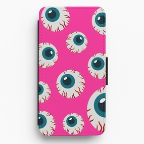 Bold colors Wireless Charging Compatible Spooky Eye Pattern Flip / Wallet Phone Case