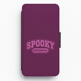 Comfort Texture Finish Flexible Surface Texture Spooky Season Varsity Flip / Wallet Phone Case
