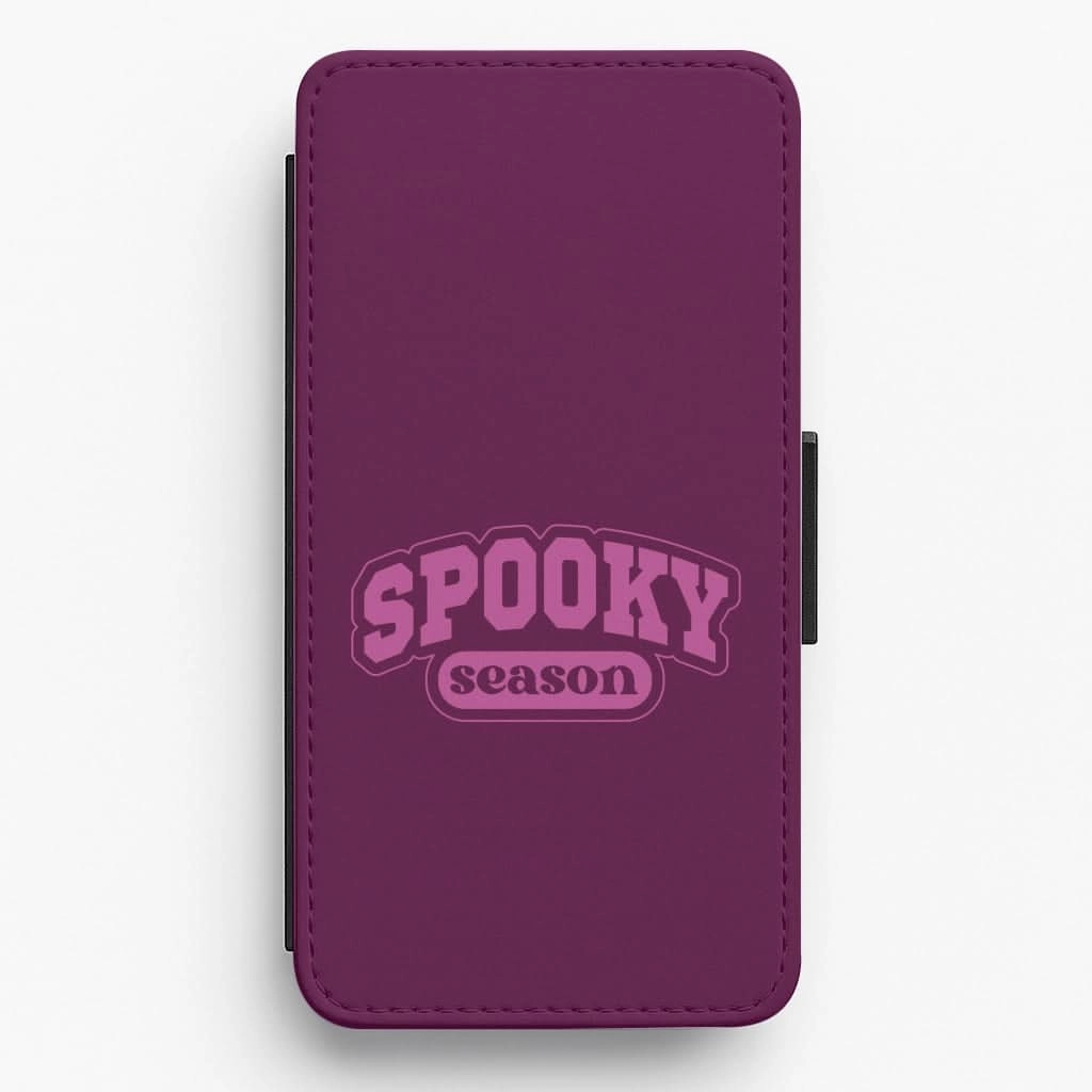 Comfort Texture Finish Flexible Surface Texture Spooky Season Varsity Flip / Wallet Phone Case
