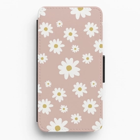 Spring Daisy Pattern Flip / Wallet Phone Case Modern Touch Soft Finish Texture