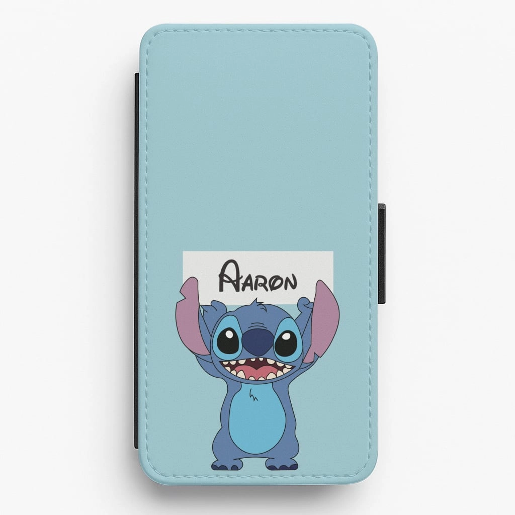 Standing Blue Alien - Personalised Disney Flip / Wallet Phone Case daily accessory Stylish Form
