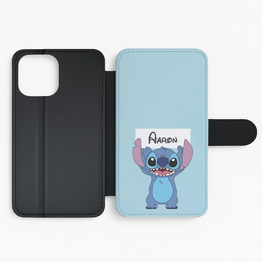 Stylish Finish Standing Blue Alien - Personalised Disney Flip / Wallet Phone Case