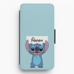 Standing Blue Alien - Personalised Disney Flip / Wallet Phone Case daily accessory Stylish Form