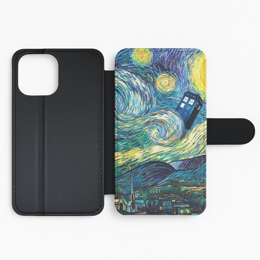 Starry Night Tardis Flip / Wallet Phone Case High strength