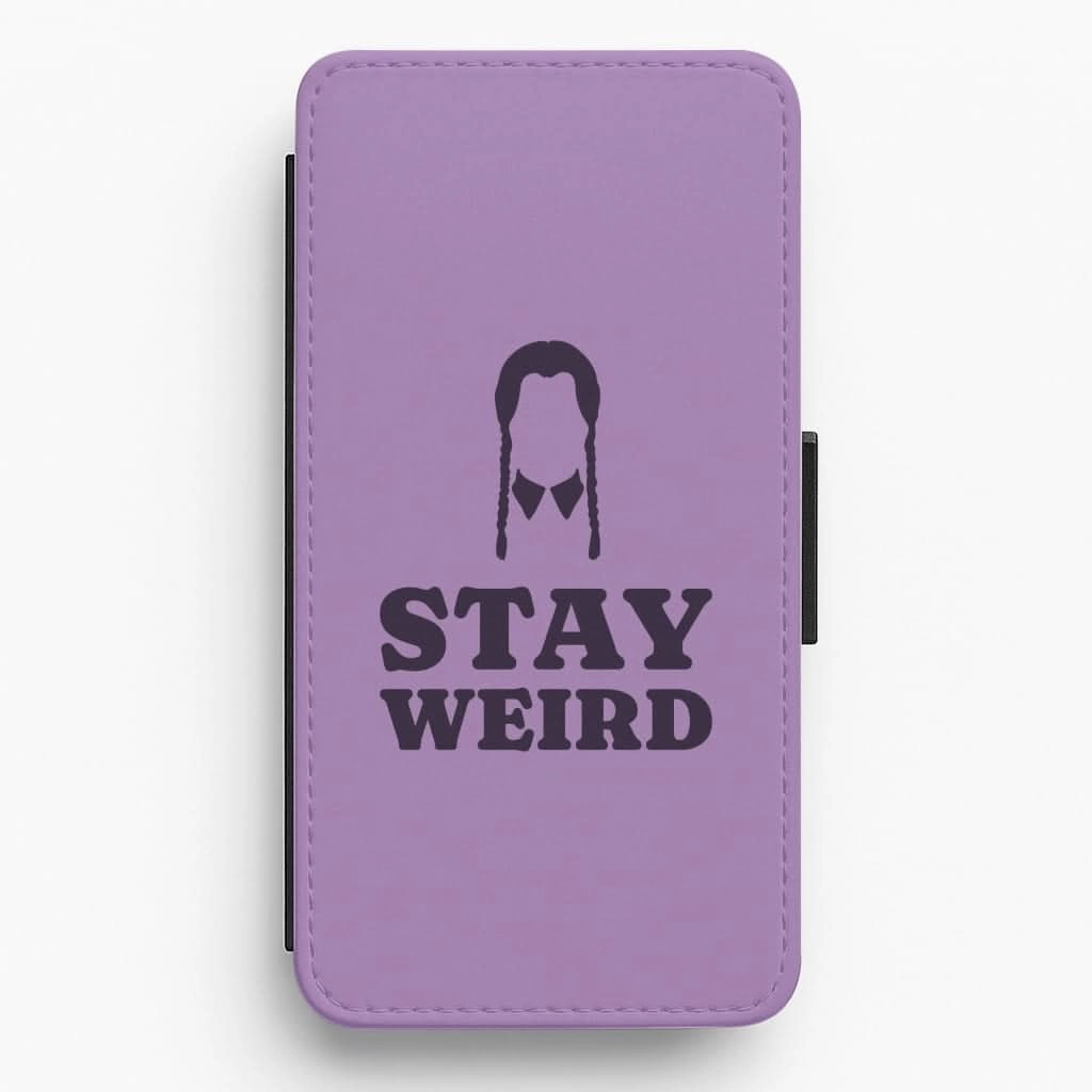 Compact Shape Trendy Aesthetic Stay Weird Purple Flip / Wallet Phone Case