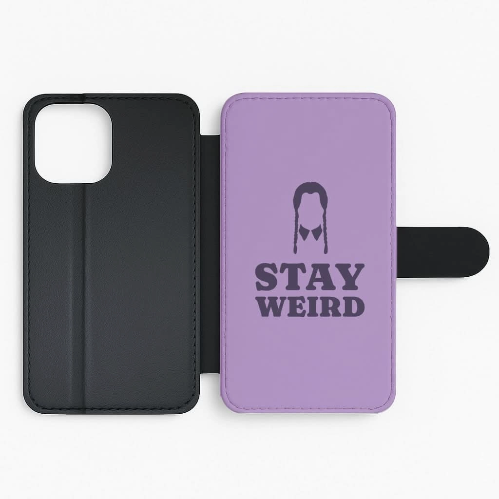 Stay Weird Purple Flip / Wallet Phone Case Clear Texture