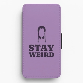 Compact Shape Trendy Aesthetic Stay Weird Purple Flip / Wallet Phone Case