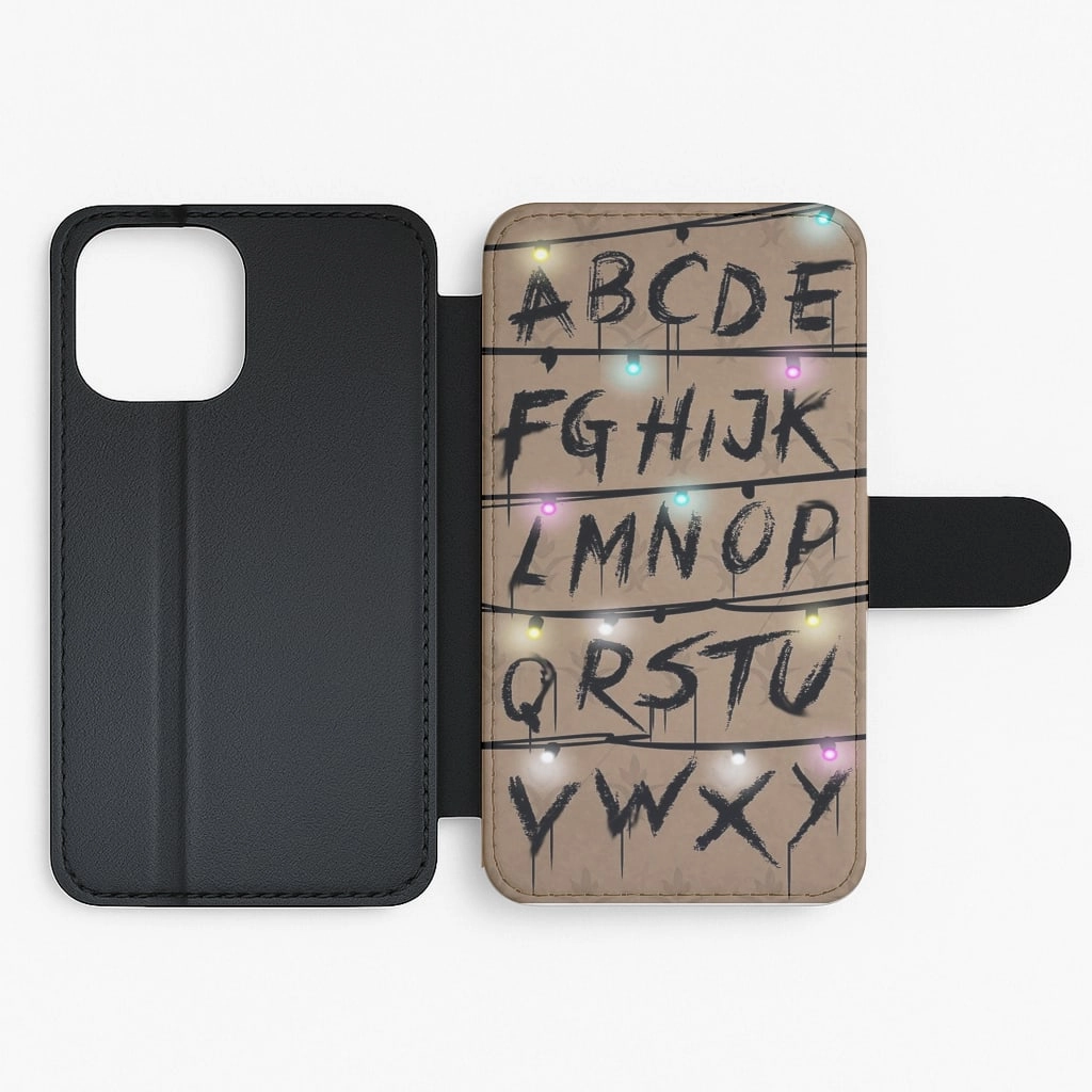 Stranger Alphabet Wall Flip Wallet Phone Case Premium Touch Durable Coating