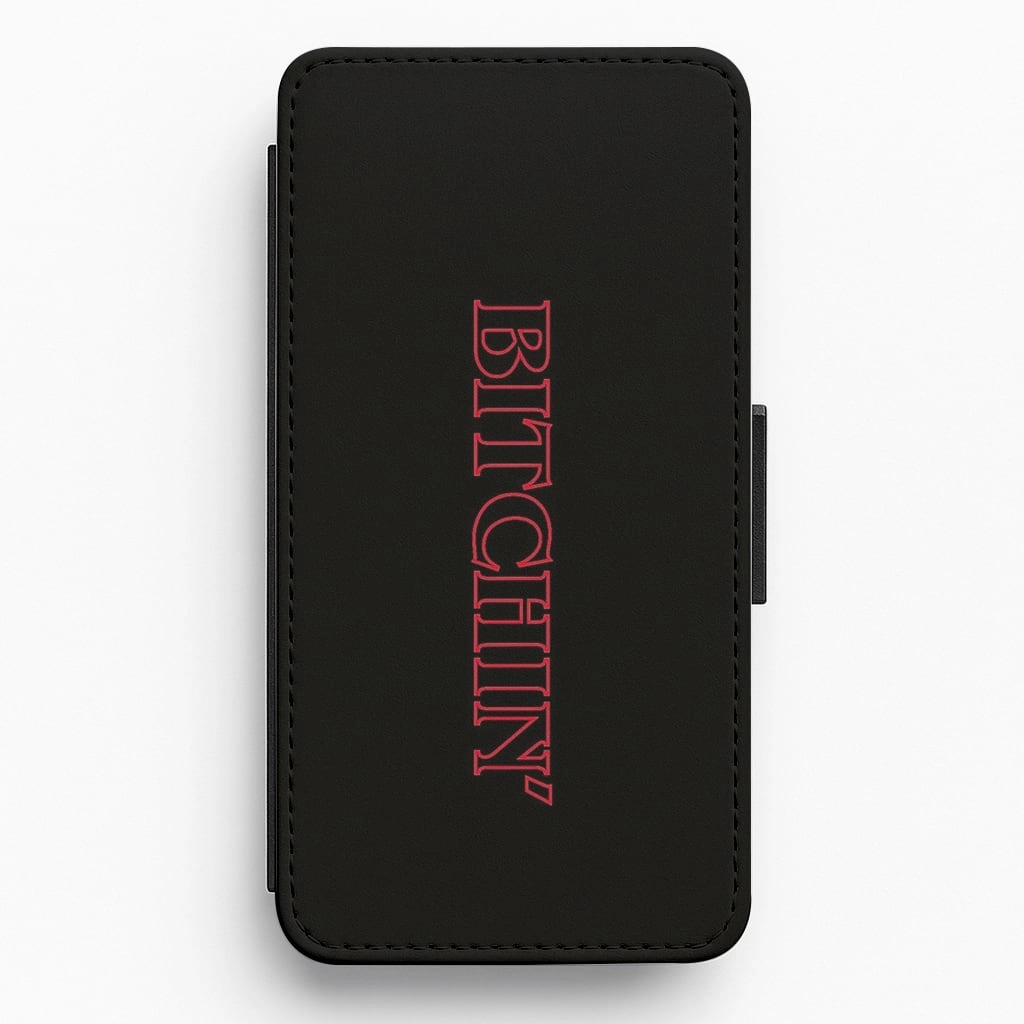 Soft Edge Detail high quality build Stranger Bitchin' Logo Flip Wallet Phone Case