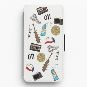 Slim Look Durable Surface Stranger Drawings Flip Wallet Phone Case
