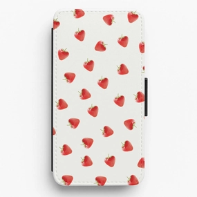 Strawberry Pattern Flip / Wallet Phone Case Clean Texture