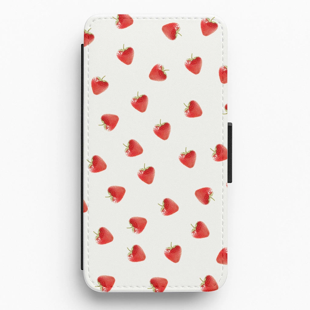 Strawberry Pattern Flip / Wallet Phone Case Clean Texture