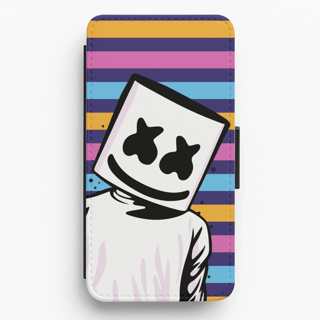 Striped Marshmello  Flip / Wallet Phone Case Durable Build Texture
