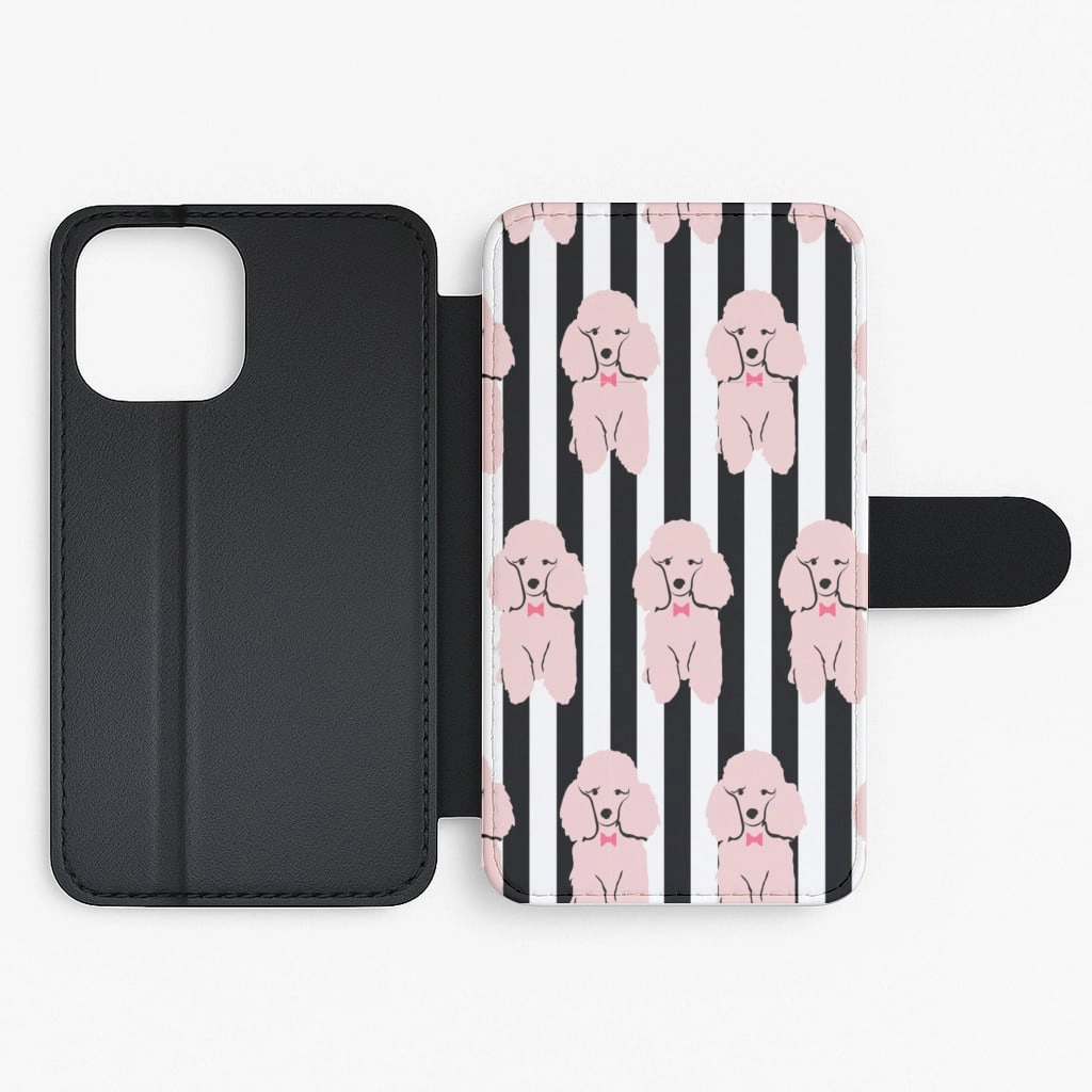 Striped Poodle - Dog Pattern Flip / Wallet Phone Case Luxury Texture