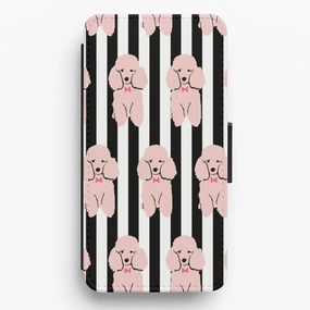 Striped Poodle - Dog Pattern Flip / Wallet Phone Case Simple Look
