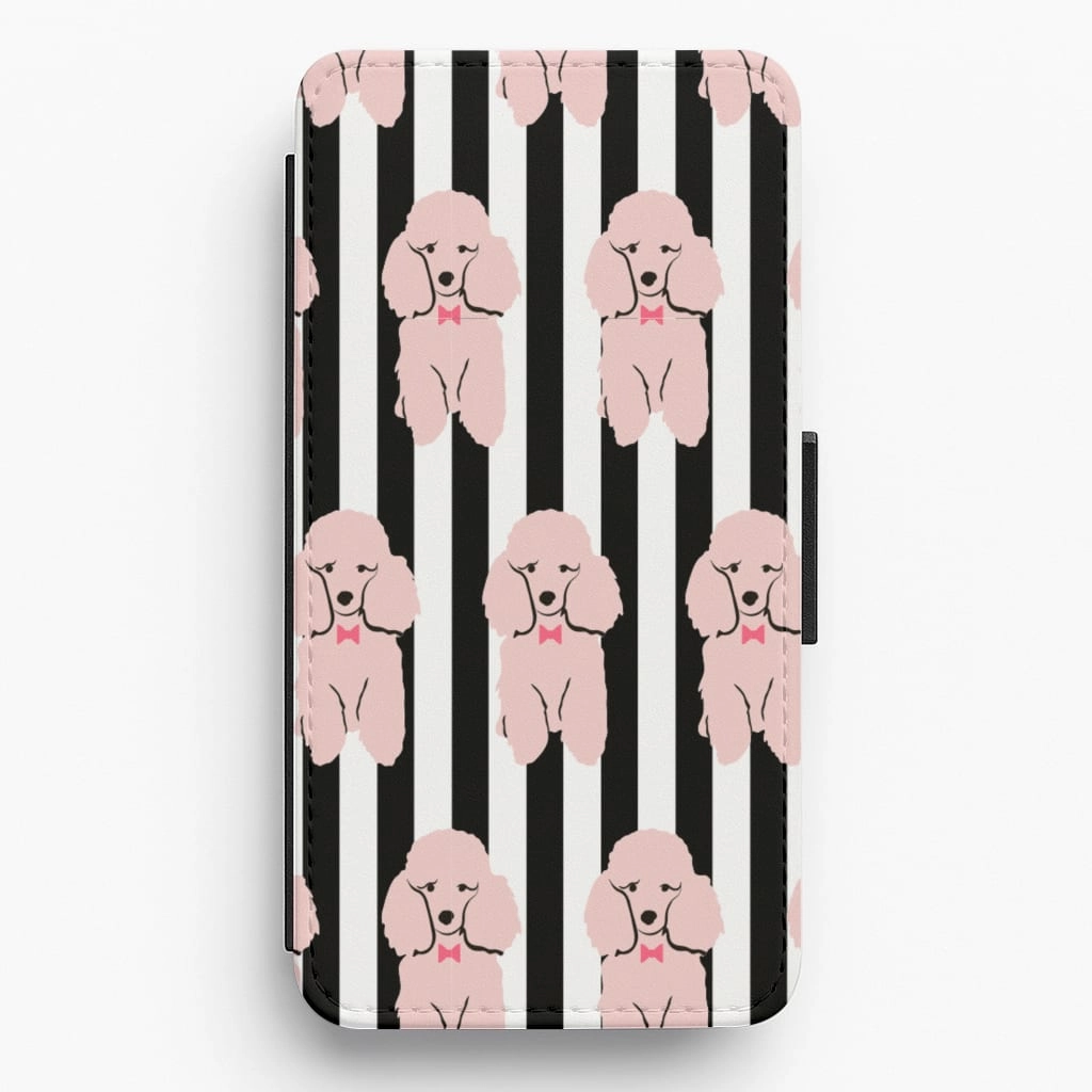 Striped Poodle - Dog Pattern Flip / Wallet Phone Case Simple Look