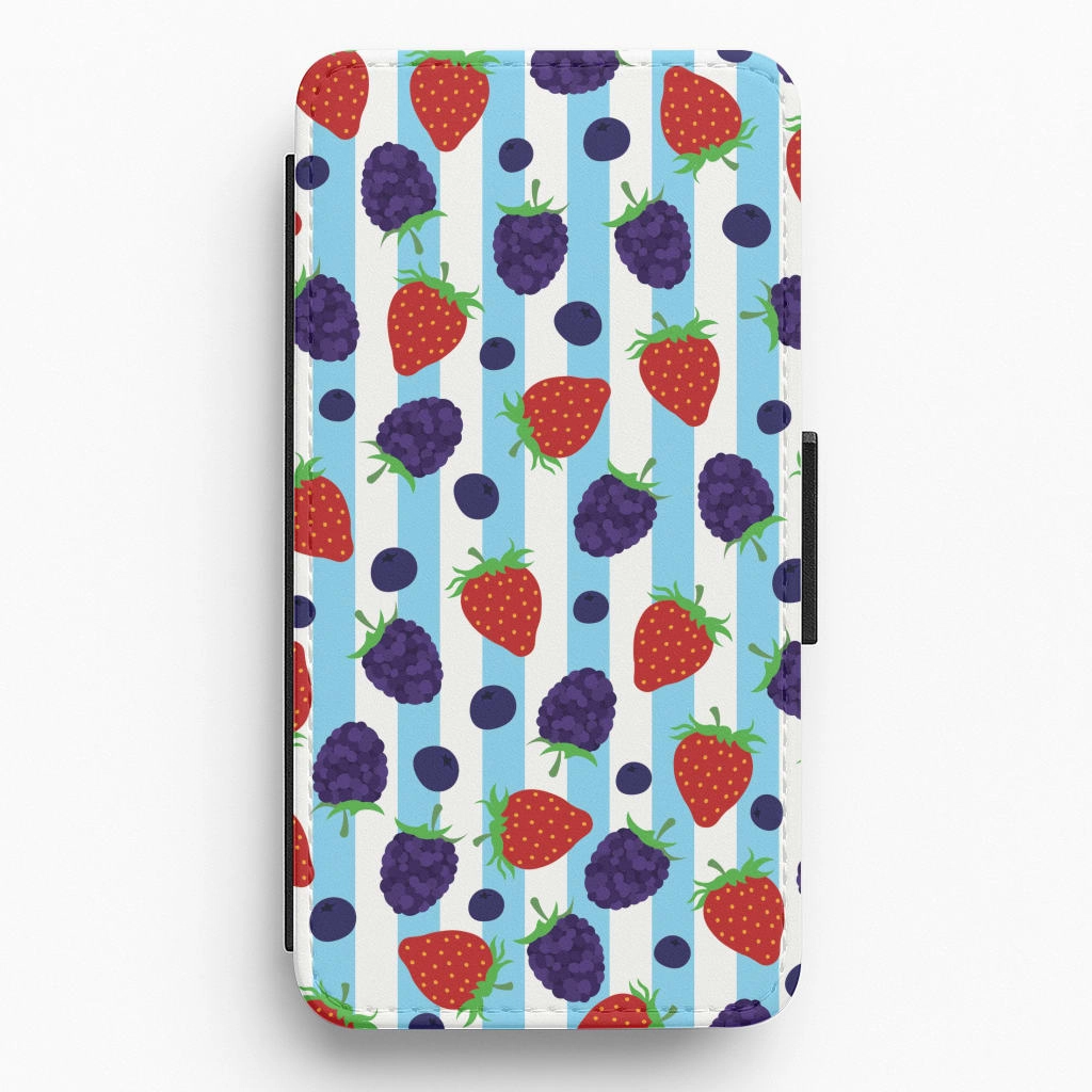 Stripes And Berries Flip / Wallet Phone Case Refined Style