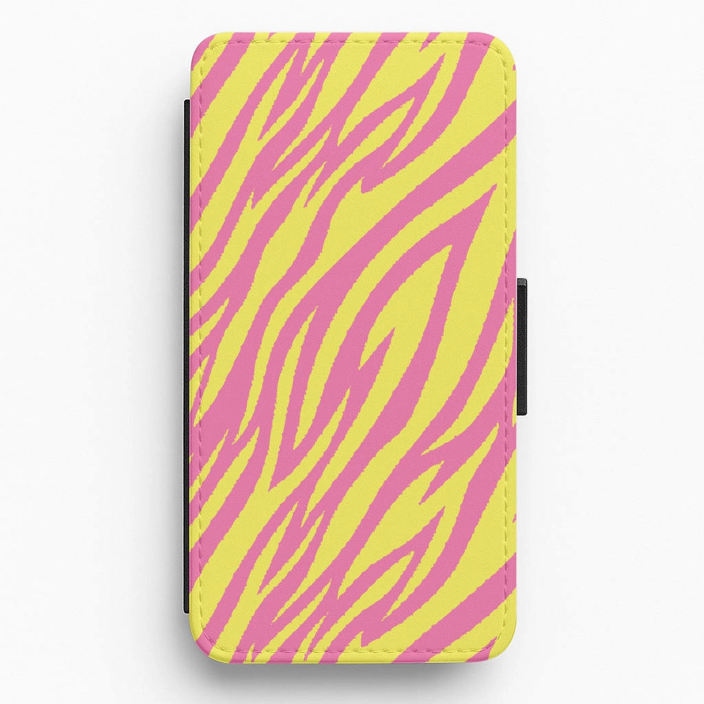 Neon Zebra Print Flip / Wallet Phone Case Matte Pattern Layer