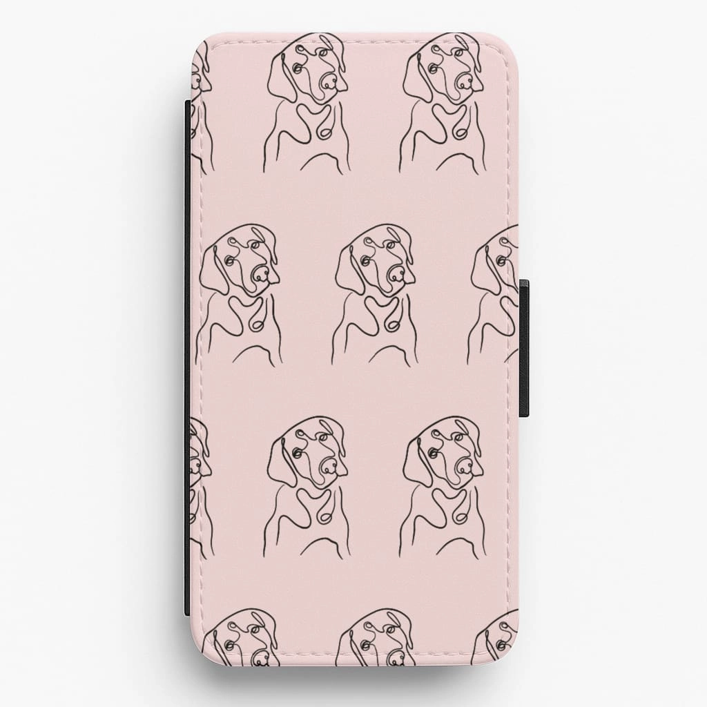 Premium Texture Layer Durable Design Texture Labrador Outline - Dog Pattern Flip / Wallet Phone Case