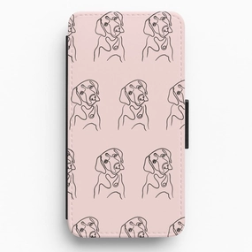 Premium Texture Layer Durable Design Texture Labrador Outline - Dog Pattern Flip / Wallet Phone Case