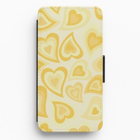Yellow Hearts - Trippy Patterns Flip / Wallet Phone Case Clear Finish Impact Guard