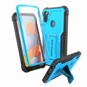 Impact Guard Premium Texture Layer ExoGuard for Samsung Galaxy A11 Case, Rubber Shockproof Full-Body Cover Case Built-in Screen Protector and Kickstand Compatible with Samsung A11 Phone
