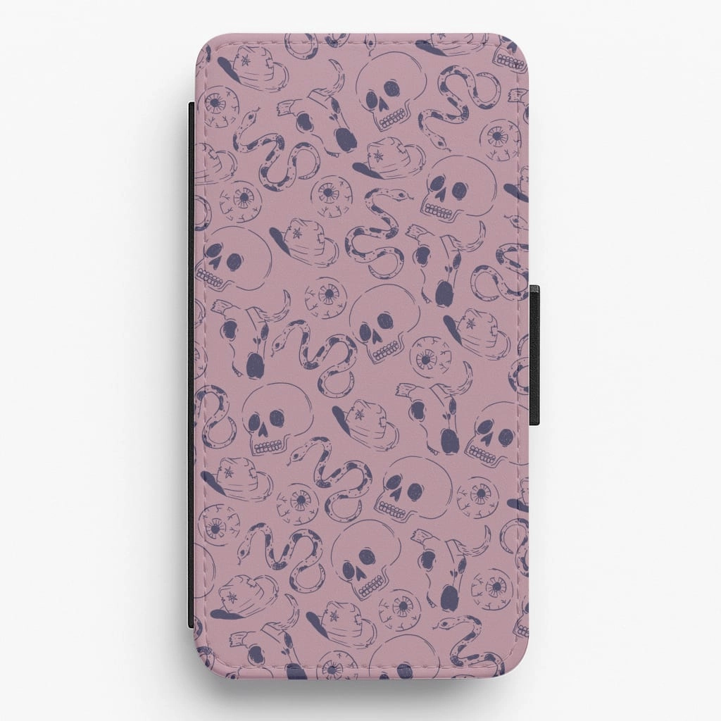 Hybrid Detail Purple Snakes And Skulls - Western  Flip / Wallet Phone Case
