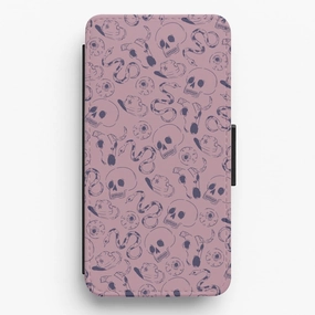 Hybrid Detail Purple Snakes And Skulls - Western  Flip / Wallet Phone Case