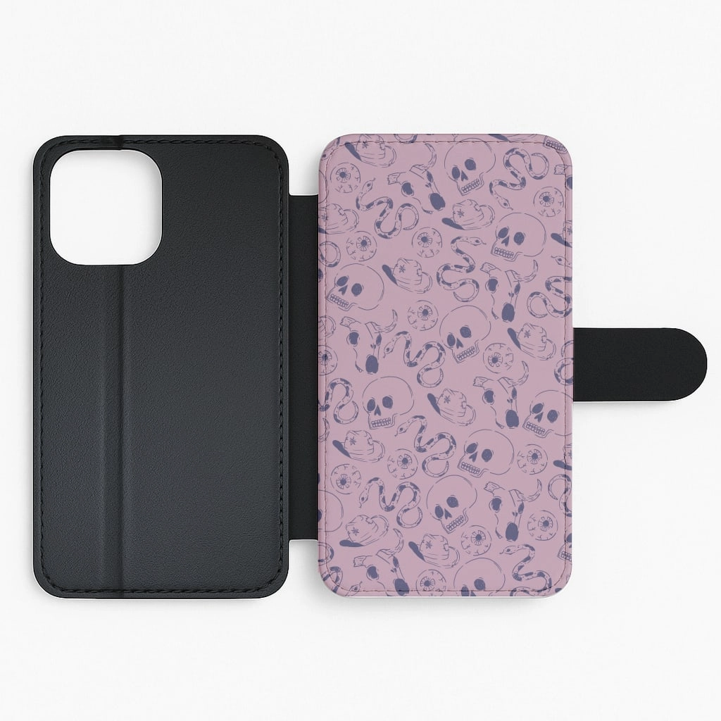Purple Snakes And Skulls - Western  Flip / Wallet Phone Case Comfort Pattern Texture