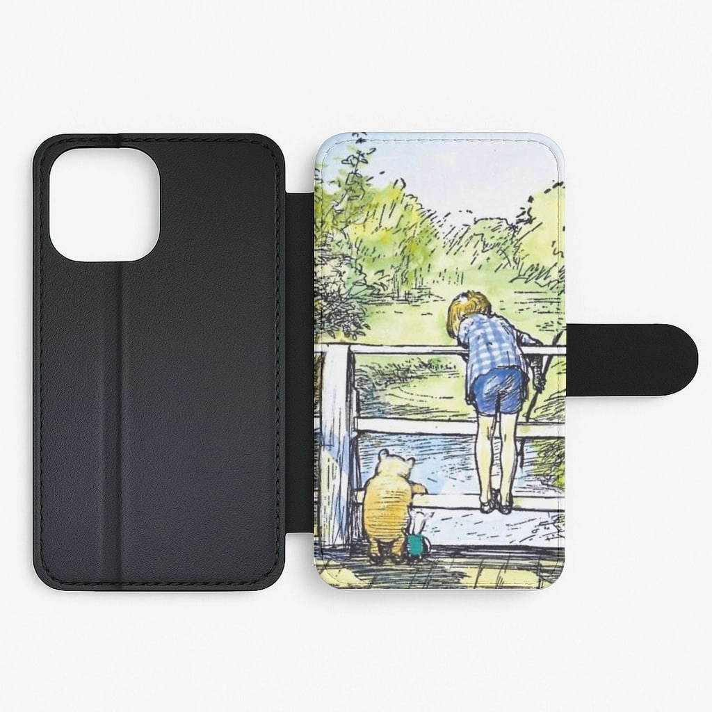 Winnie & Christopher Robin Flip / Wallet Phone Case Protective Form Texture Slim Edge