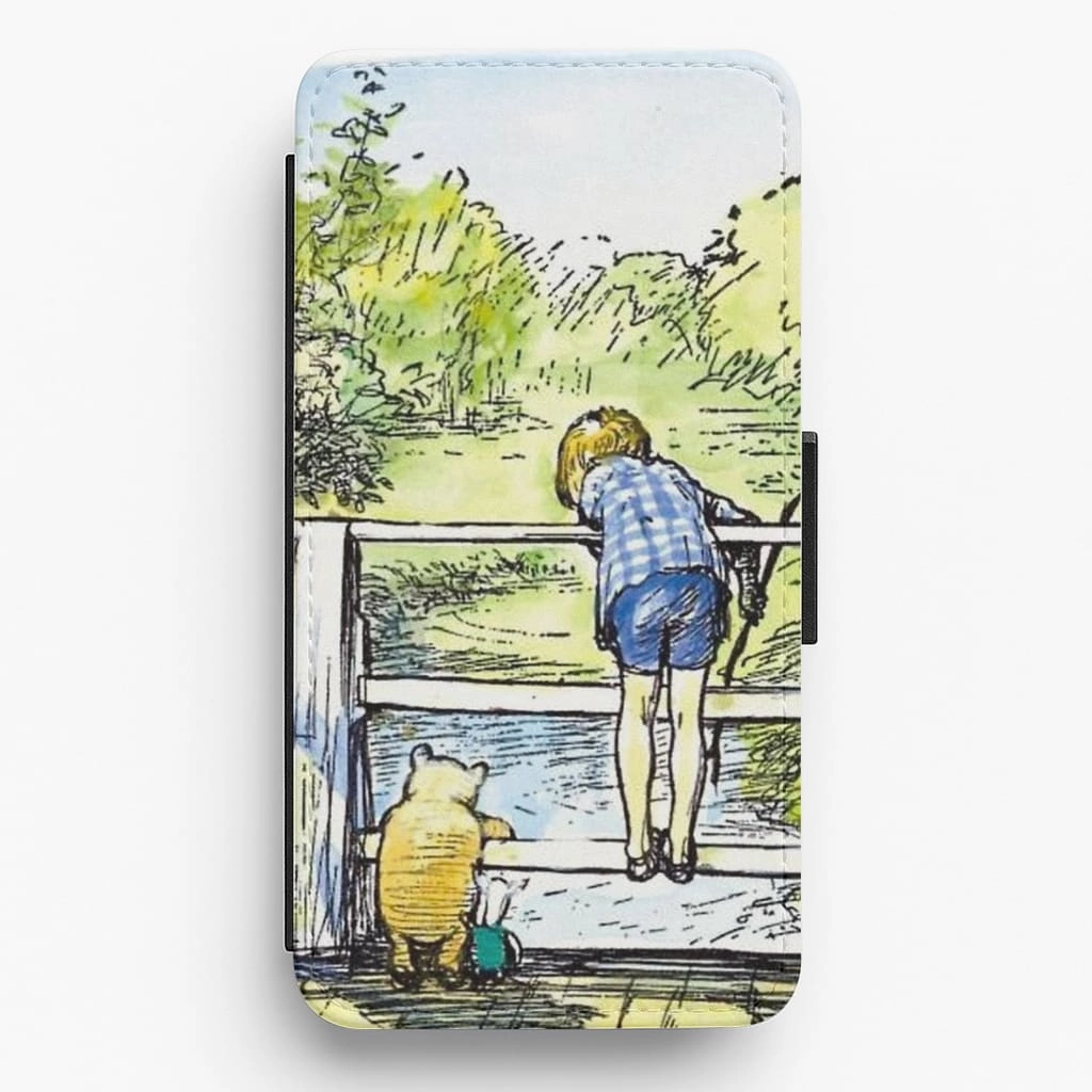 Winnie & Christopher Robin Flip / Wallet Phone Case Rugged Edge Texture Strong Frame
