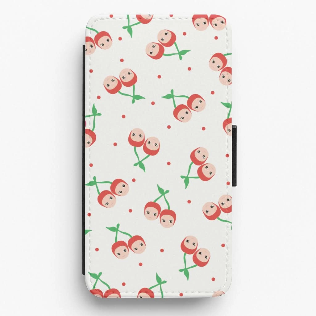 Cherry Angels Pattern Flip / Wallet Phone Case Trendy Finish